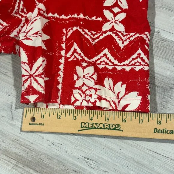 Vintage RJC Shirt Men XL Red Floral Made in USA Hawaiian Holiday Vacation Pocket - Picture 8 of 10